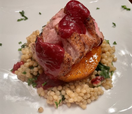 Pan Seared Duck with Cranberry Sherry Reduction